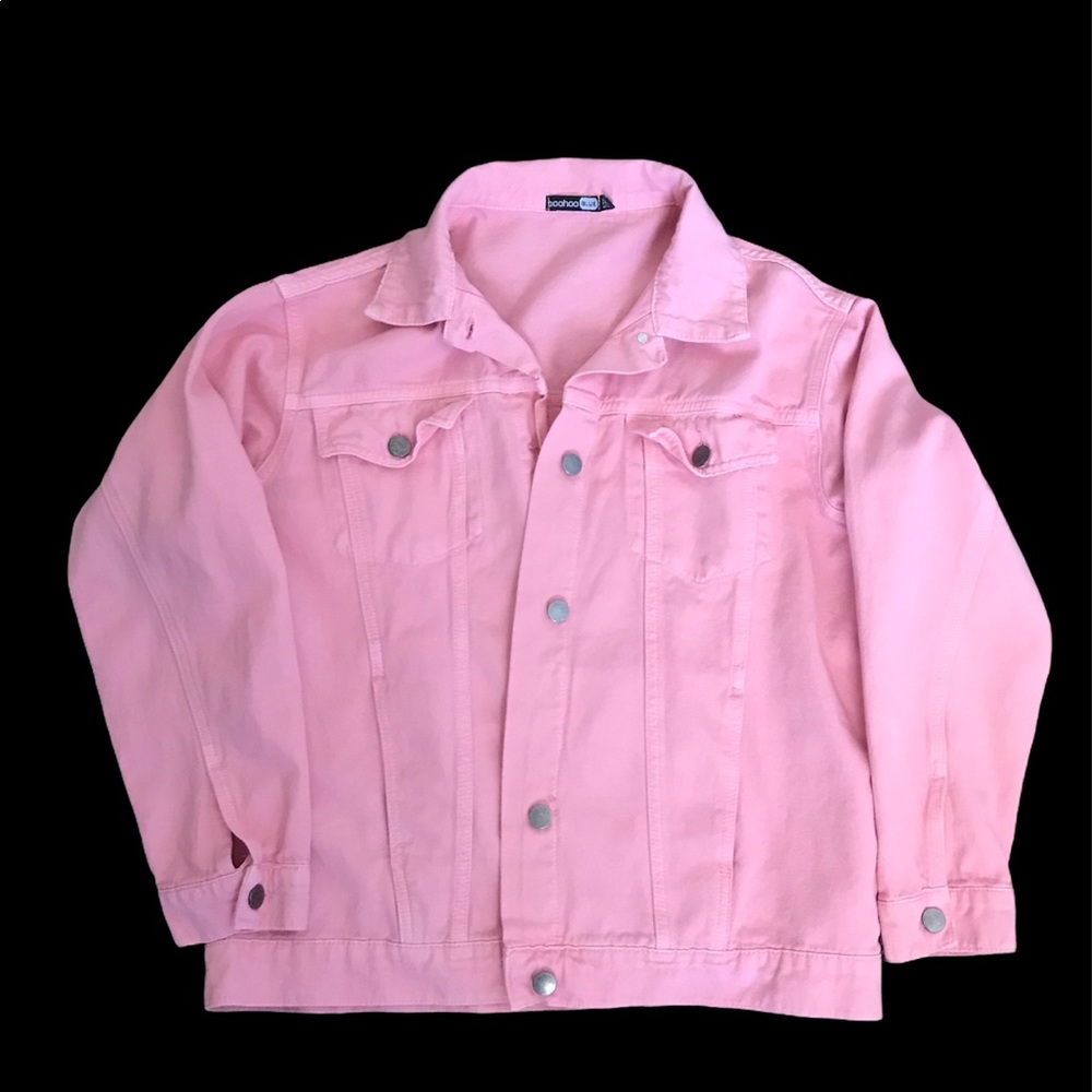 Women’s pink jean jacket us size 10. Pre loved.
